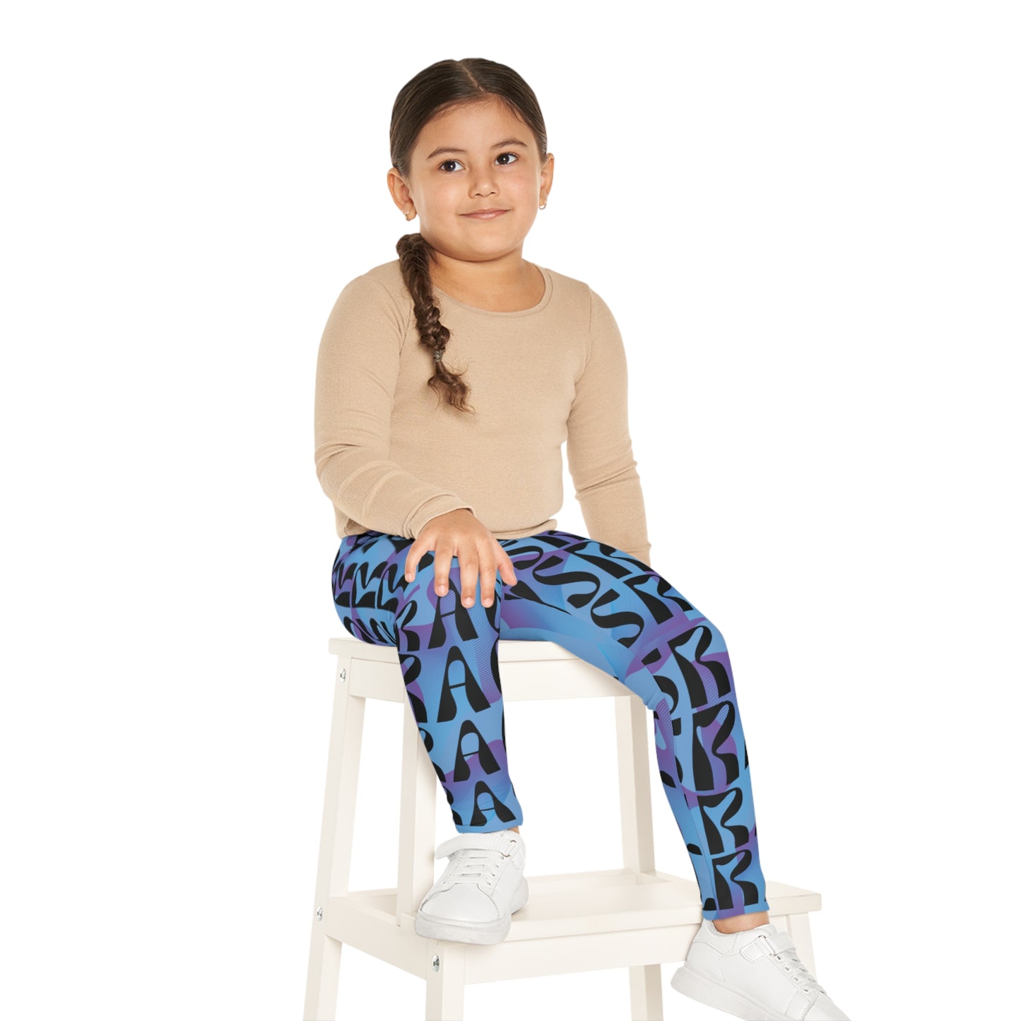 Flow & Squiggle Israel Indigo on Blue Kids Leggings