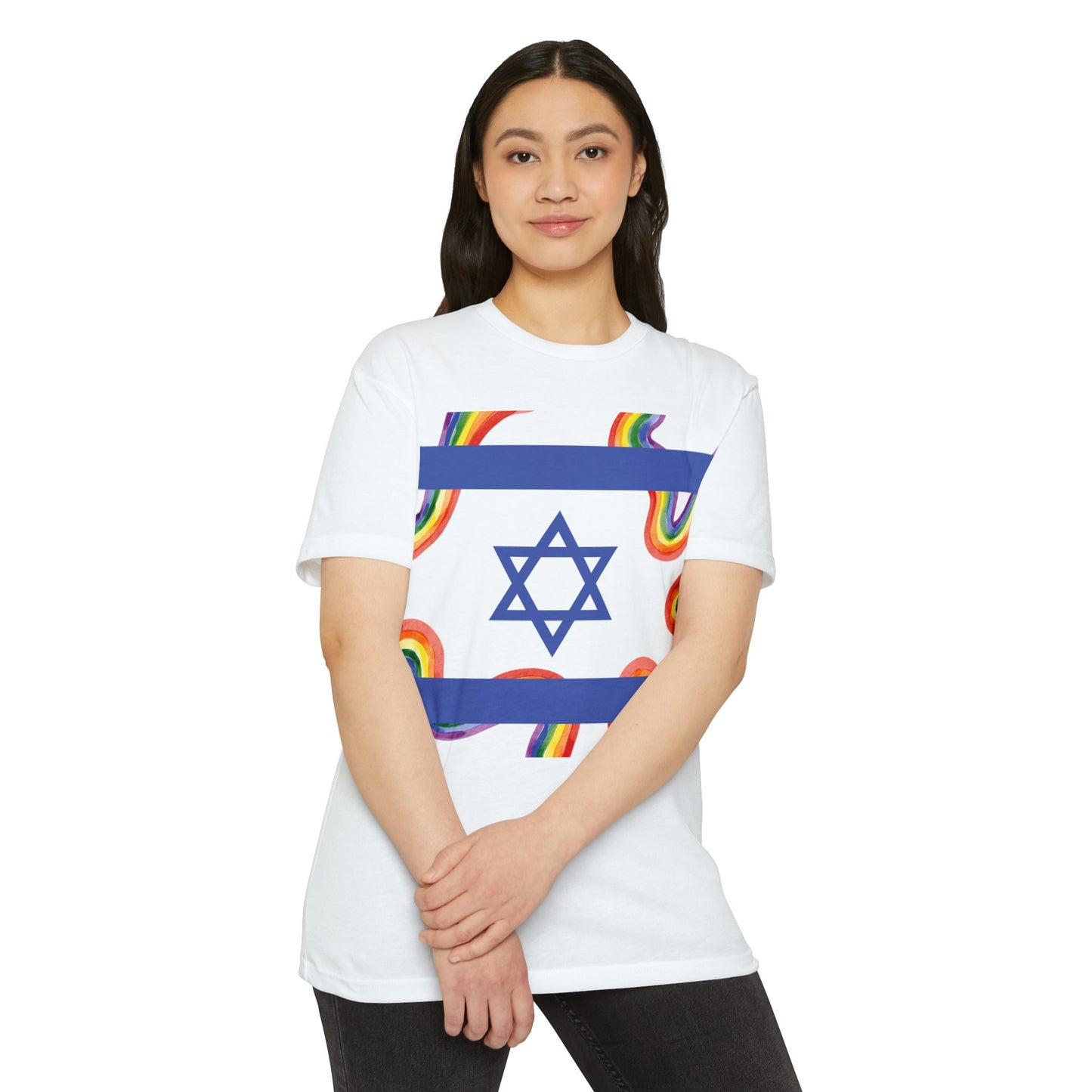 Rainbow Pride Squiggle Israel Flag CVC Jersey T-shirt