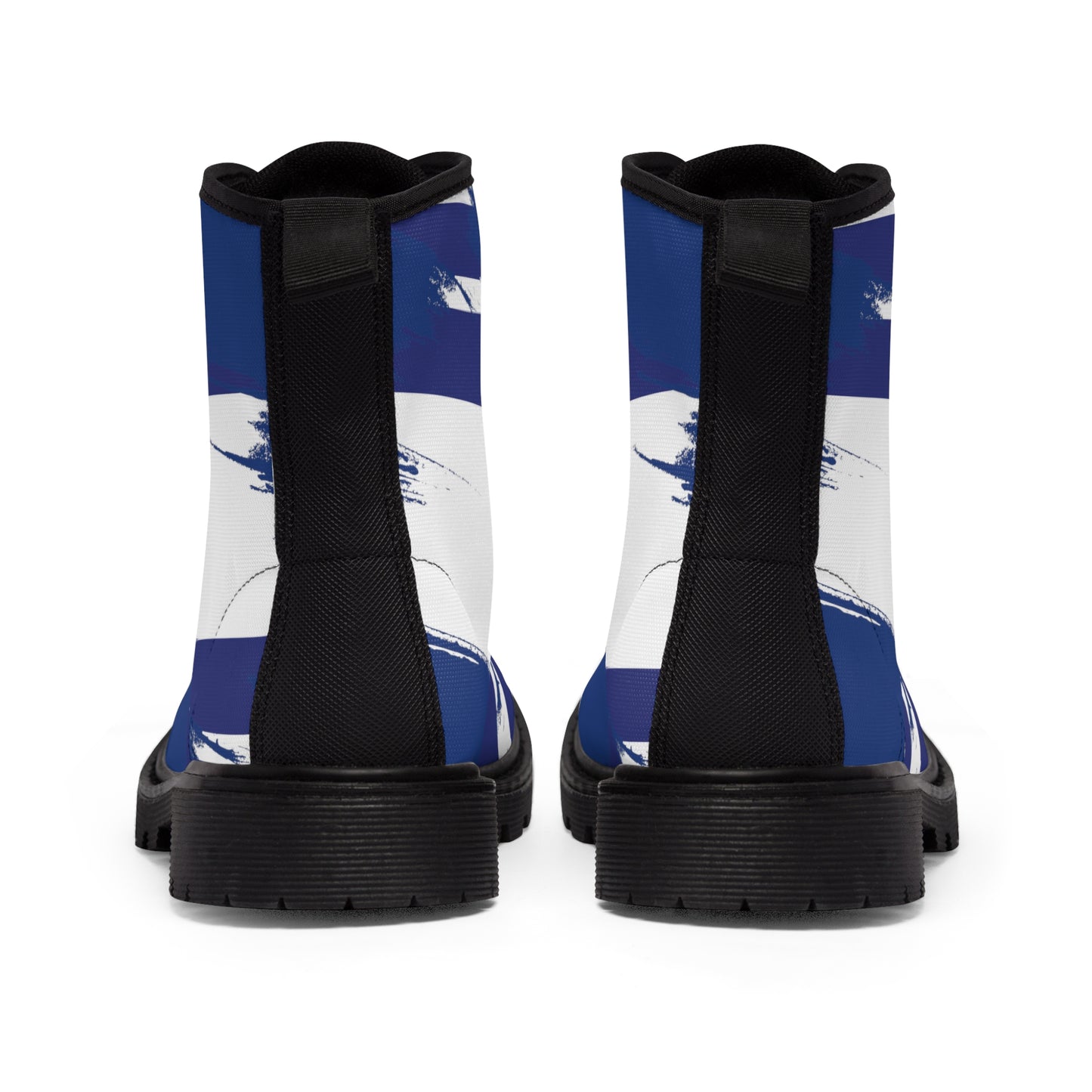 Ilay Larger Israel Flag Pattern on Blue Women's Canvas Boots