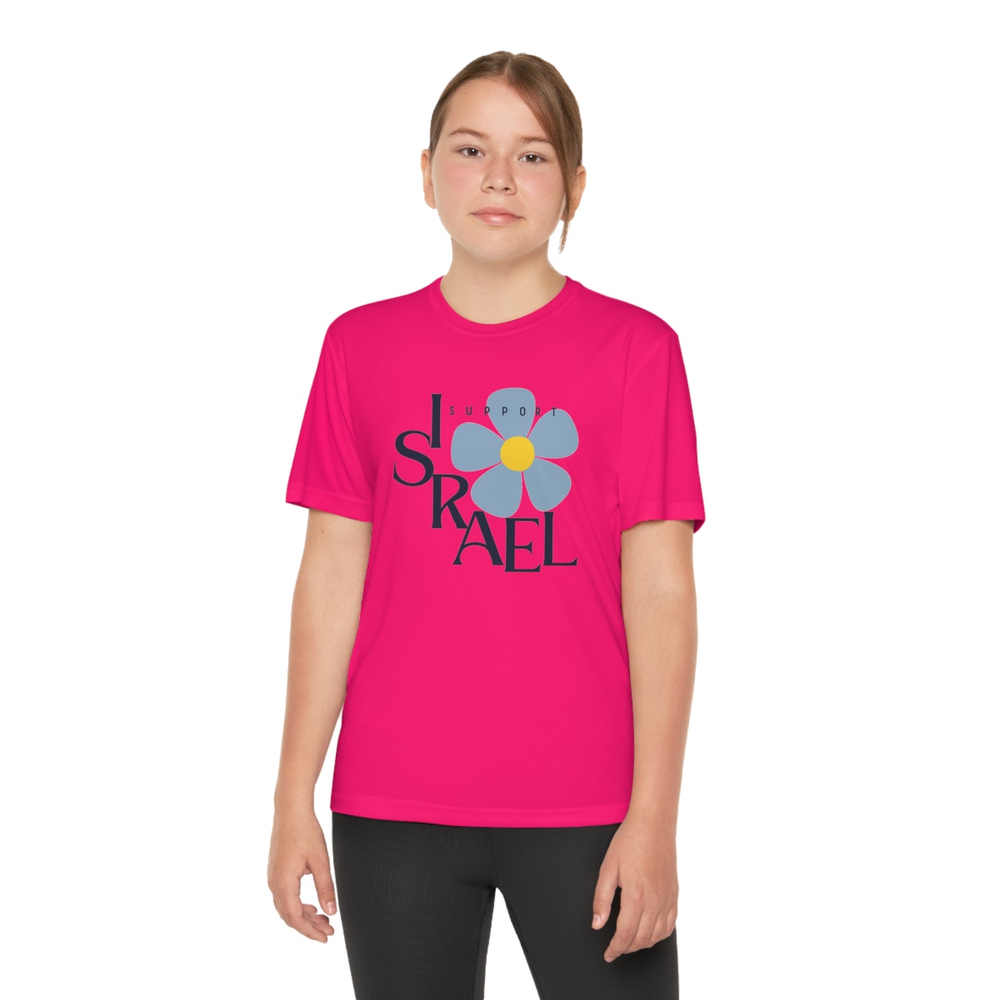 Isa Black Support Israel Flower Youth Competitor Tee