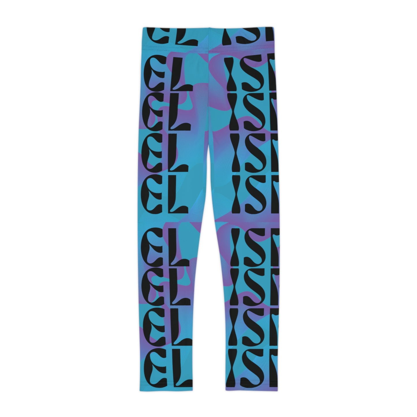 Flow & Squiggle Israel Indigo on Turquoise Kids Leggings