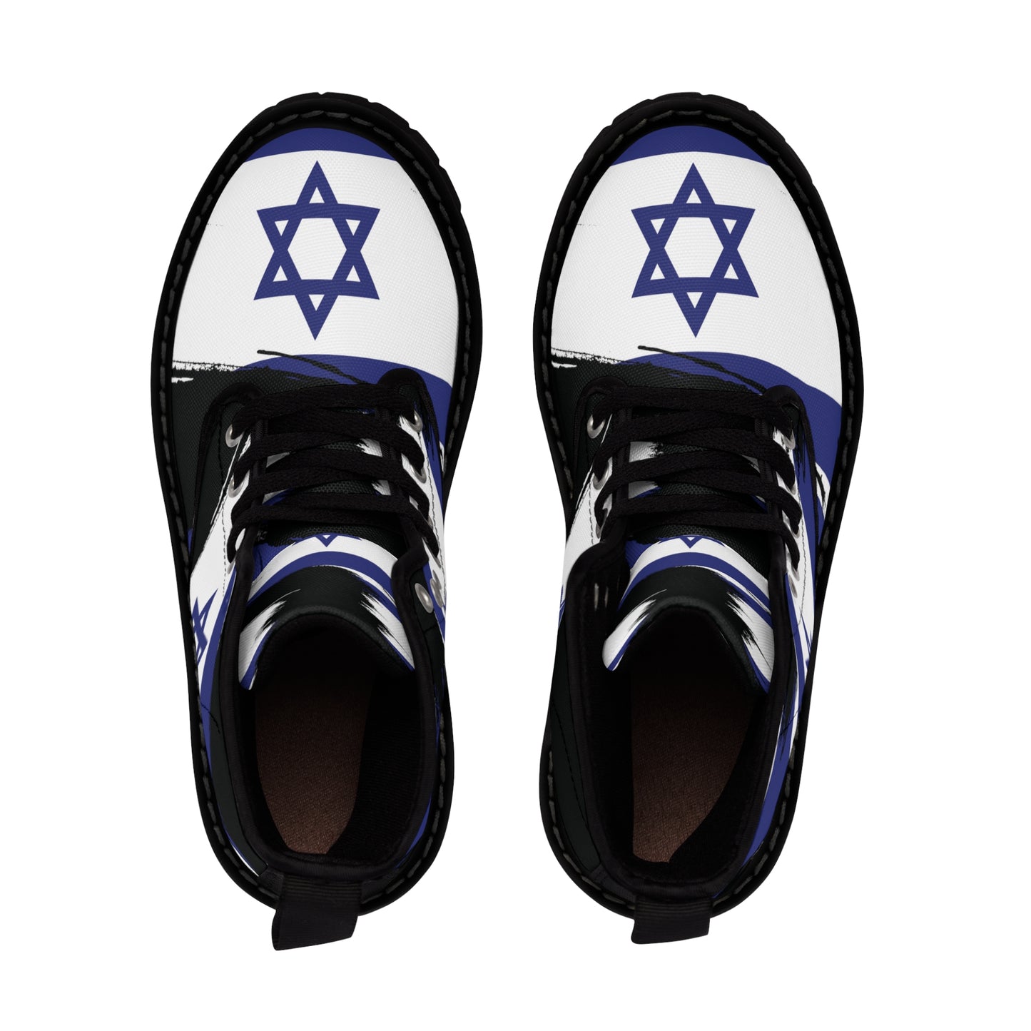 Ilay Larger Israel Flag Pattern on Black Women's Canvas Boots