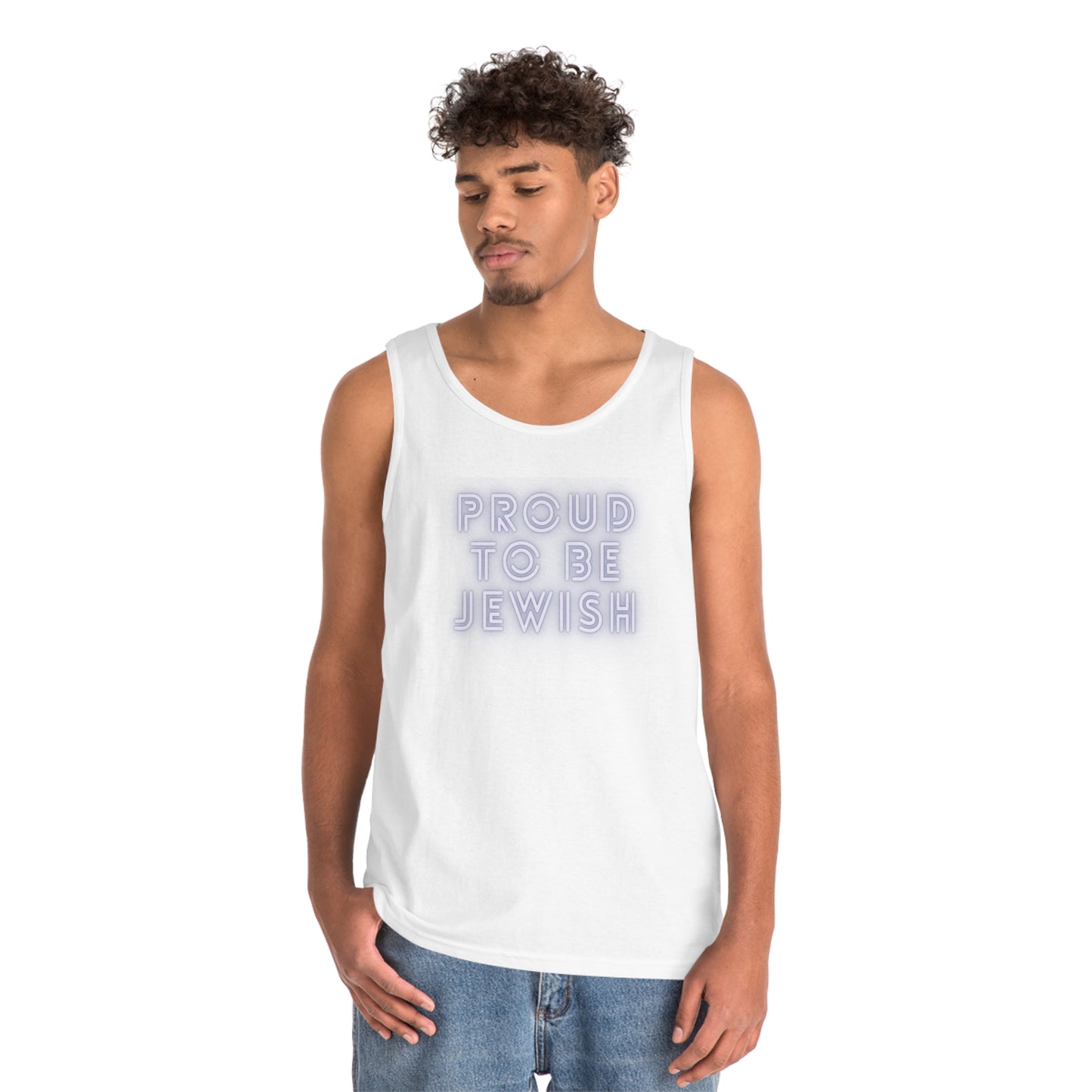 Proud To Be Jewish Blue & White Bubbles Unisex Heavy Cotton Tank Top