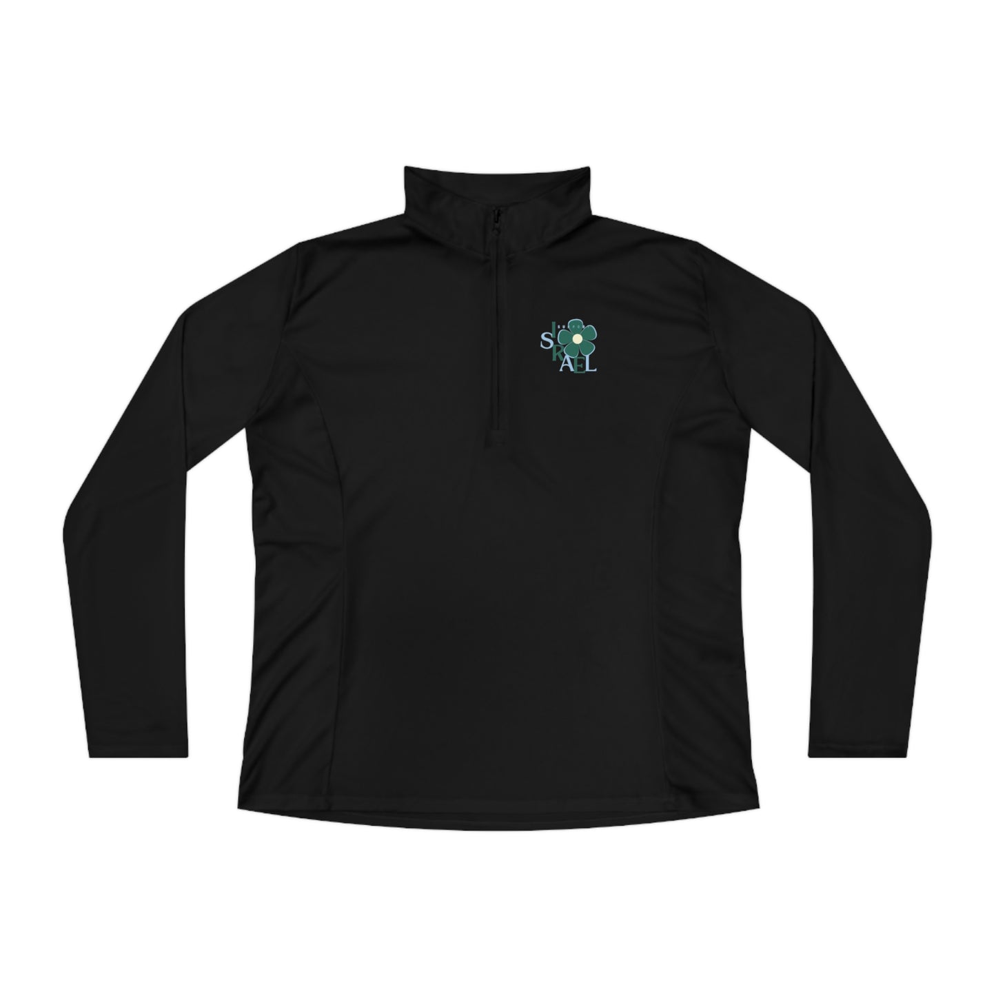 Isa Emerald & Blue Support Israel Flower Ladies Quarter-Zip Pullover