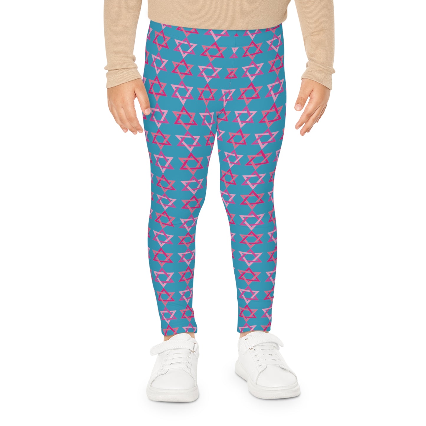 David Pinks Magan David Pattern on Turquoise Kids Leggings