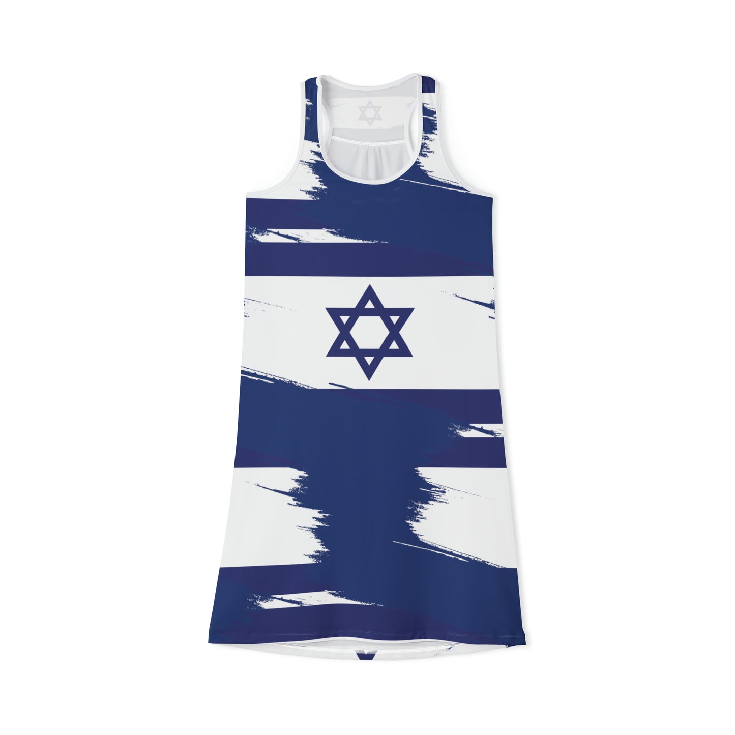 Ilay Larger Israel Flag Large Patten on Blue Women's Racerback Dress