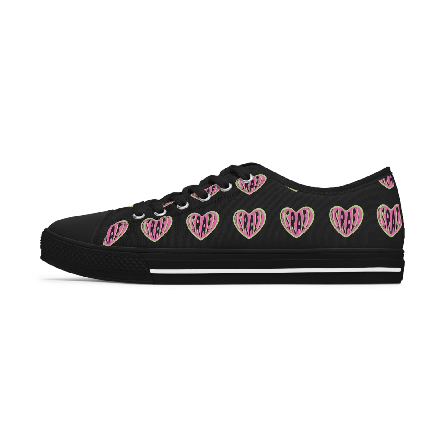 Ilana Pink & Green Israel Heart Black or White Women's Low Top Sneakers