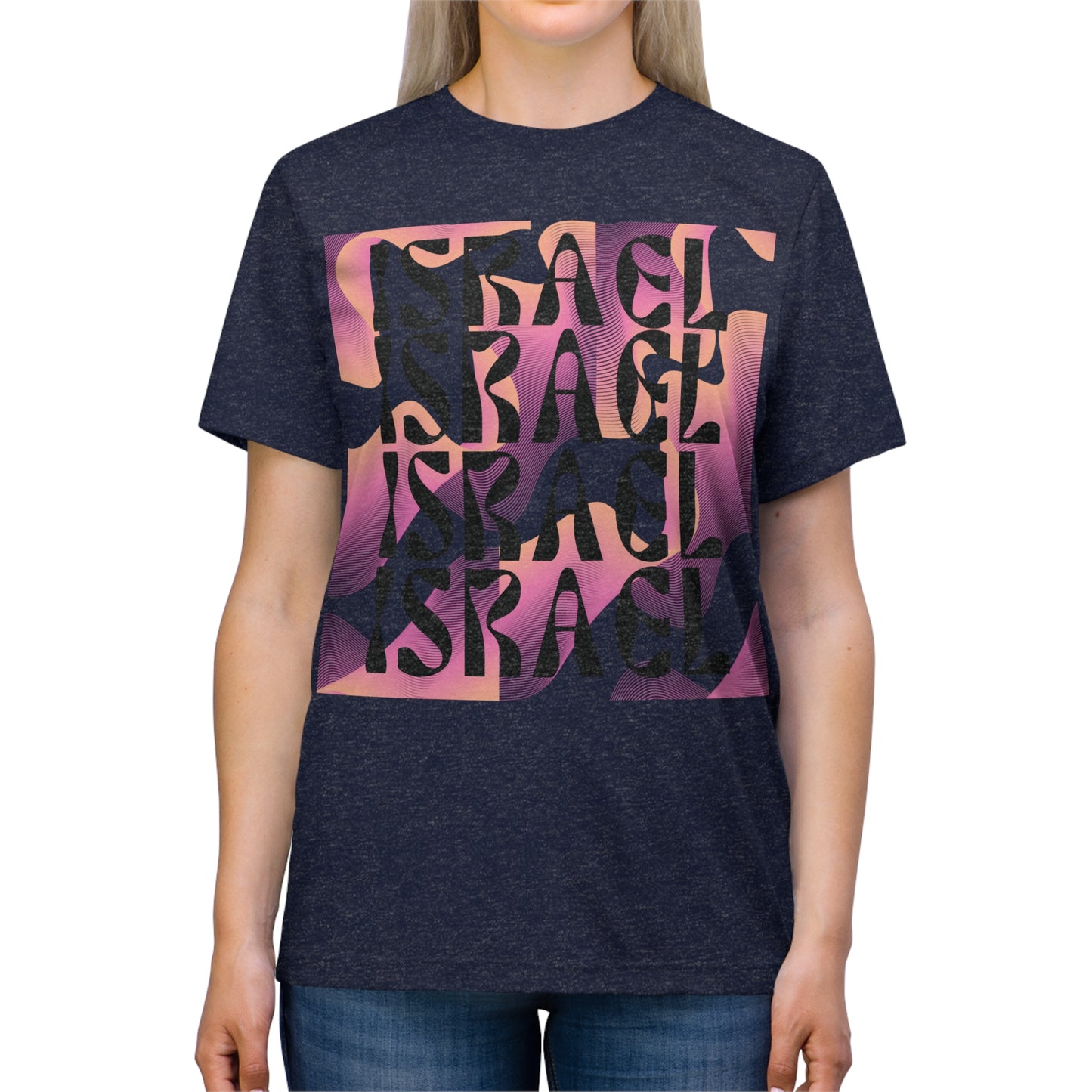 Flow & Squiggle Israel Pink & Coral Square Unisex Triblend Tee