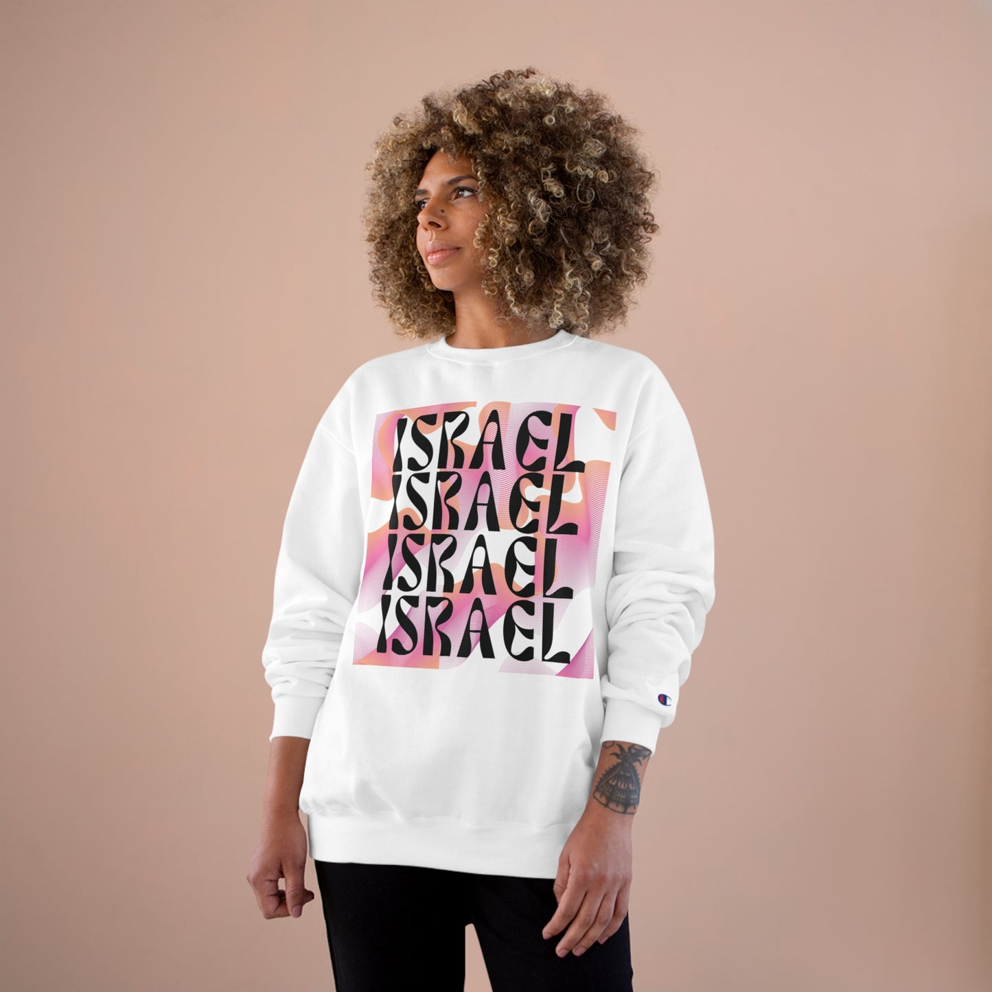 Flow & Squiggle Israel Pink & Coral Square Champion Sweatshirt