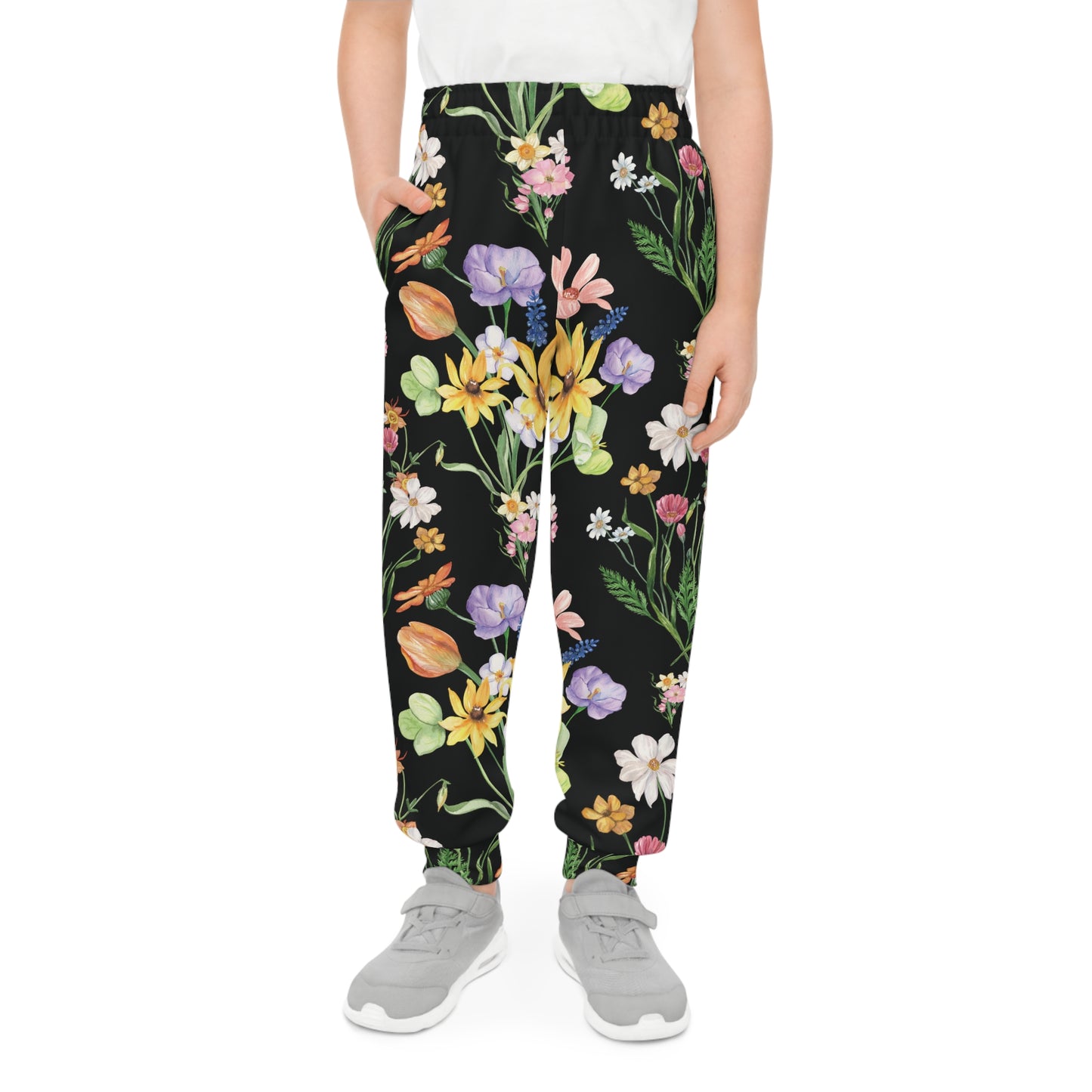 Yvonne Floral Pattern on Black Youth Joggers