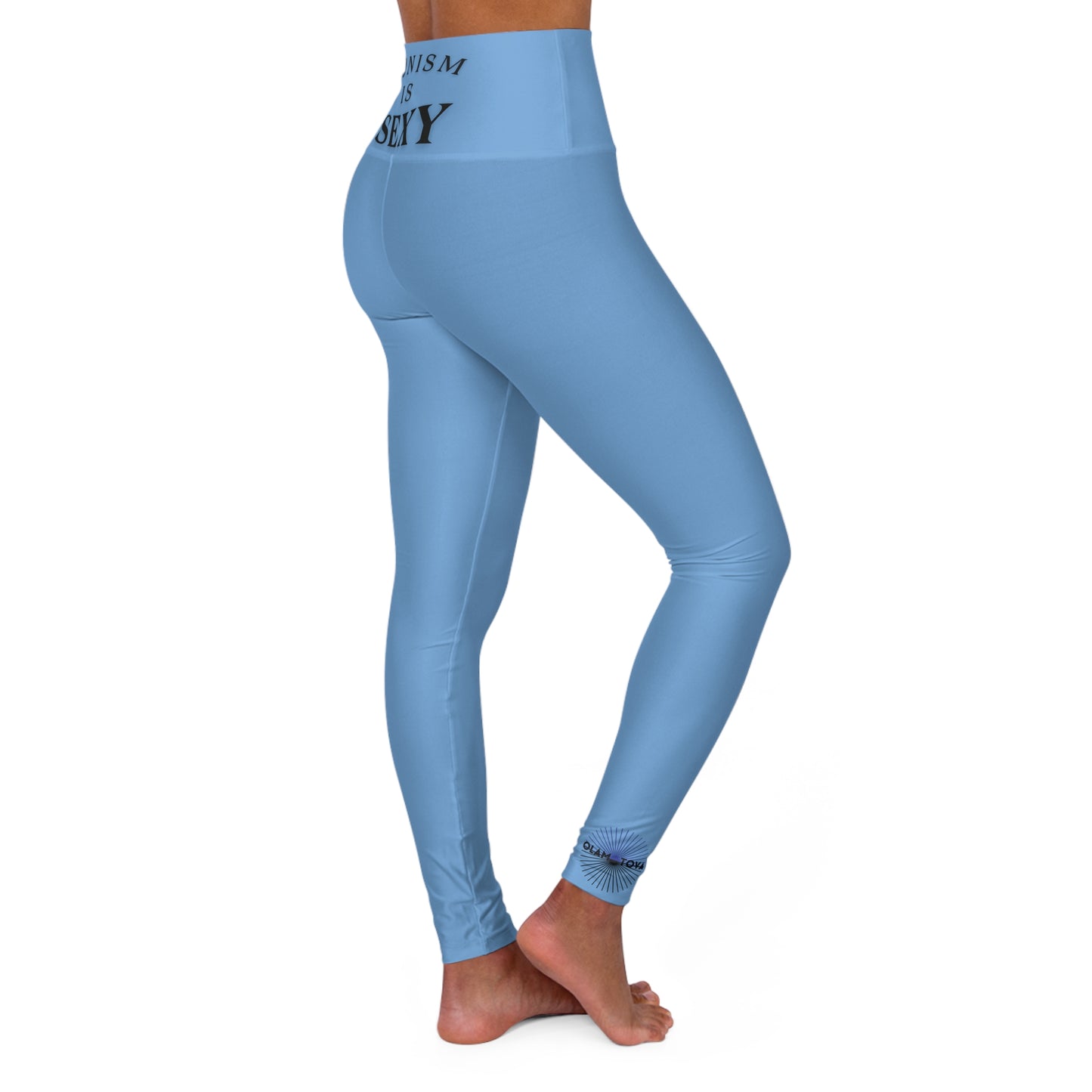 Zionism Is Sexy Curve Black on Blue High Waisted Yoga Leggings