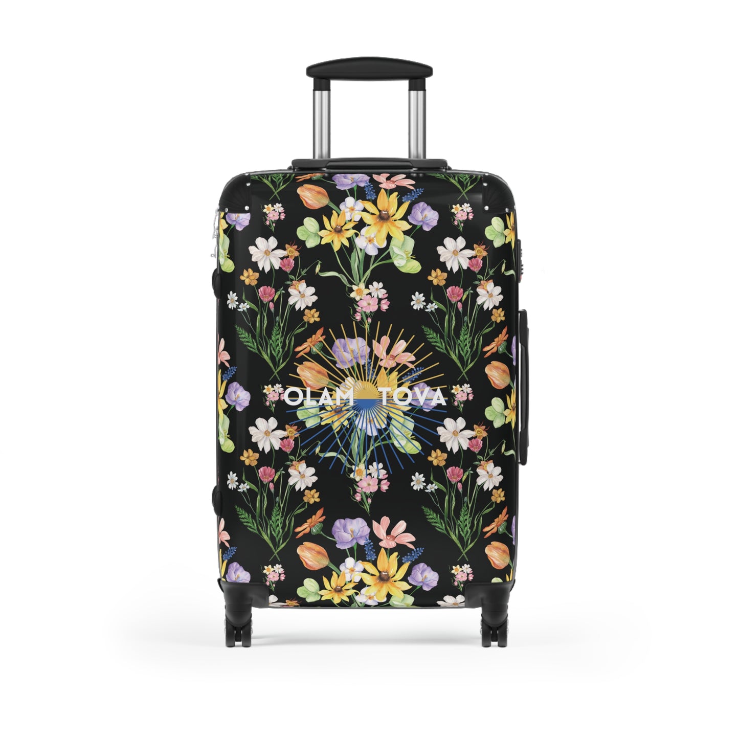 Yvonne Floral Pattern on Black Suitcase