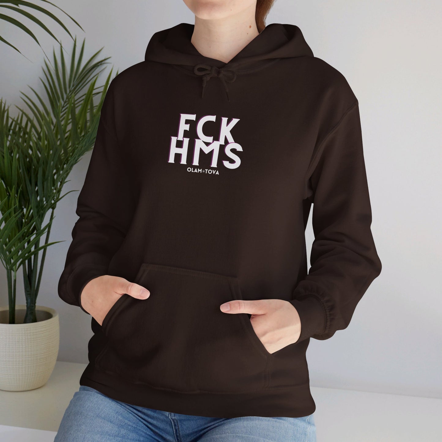 FCK HMS White & Pink Unisex Heavy Blend™ Hooded Sweatshirt