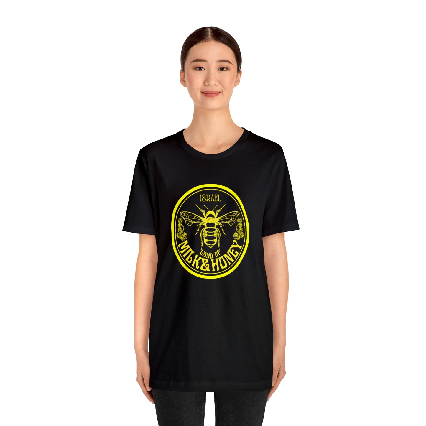 Israel Yellow Milk & Honey Badge Unisex Jersey Short Sleeve Tee