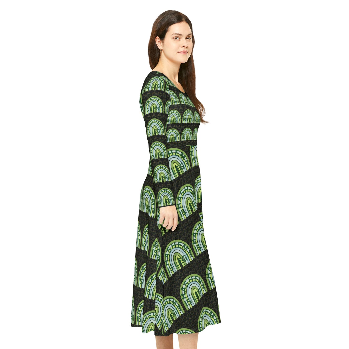 Hashem is Legit & Zionist Superhero Green Women's Long Sleeve Dance Dress