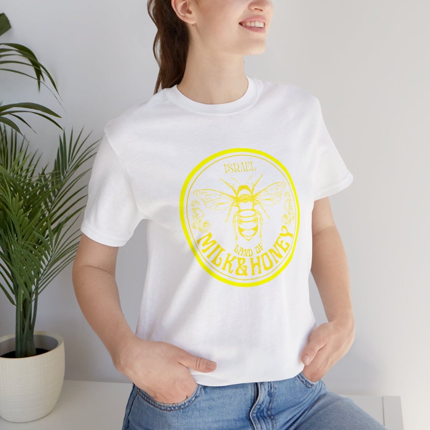 Israel Yellow Milk & Honey Badge Unisex Jersey Short Sleeve Tee