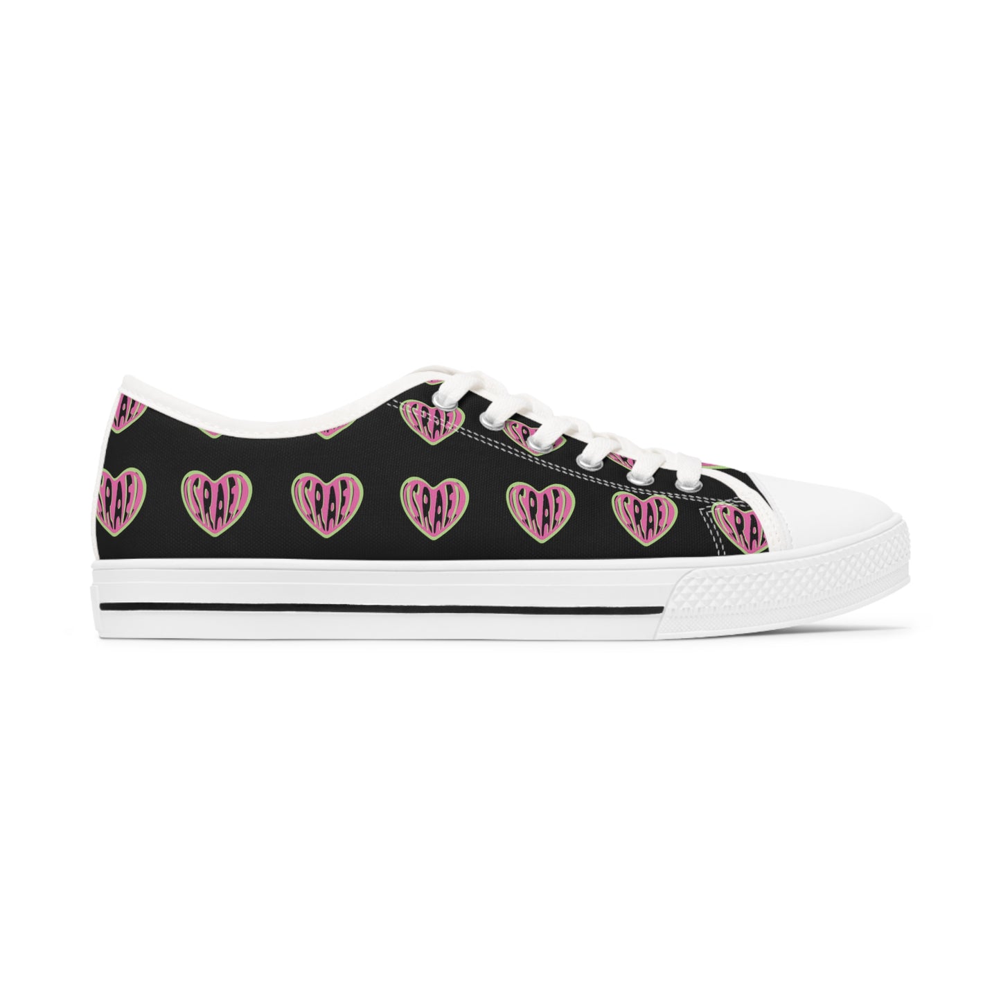 Ilana Pink & Green Israel Heart Black or White Women's Low Top Sneakers