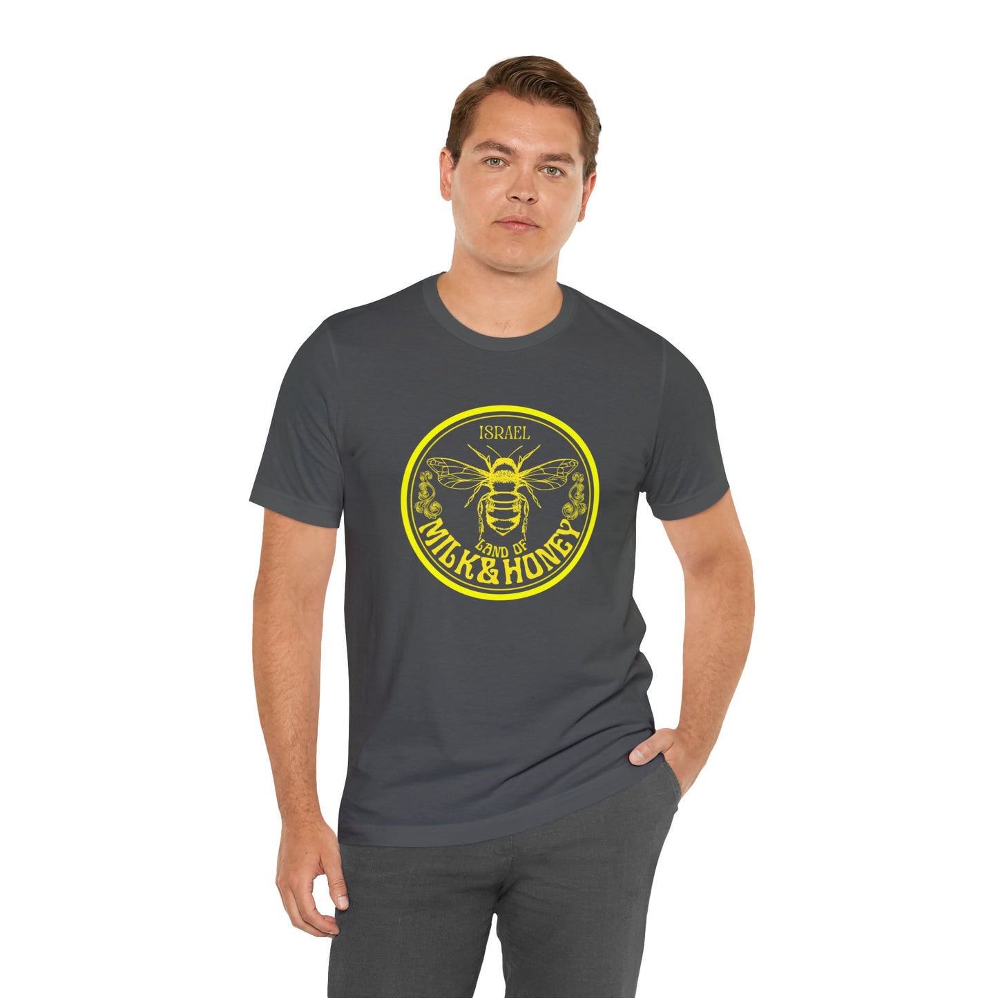 Israel Yellow Milk & Honey Badge Unisex Jersey Short Sleeve Tee