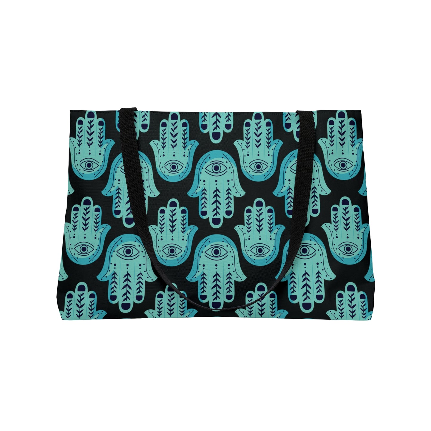 Hannah Bright Turquoise Hamsa Pattern Weekender Tote Bag