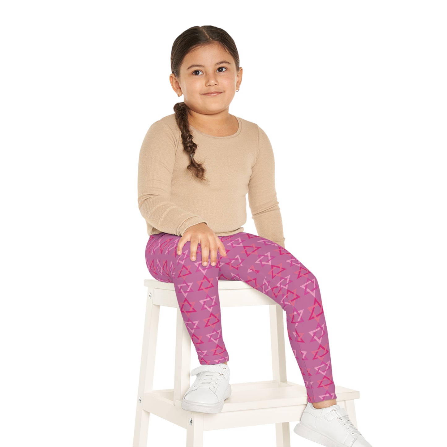 David Pinks Magan David Pattern on Pink Kids Leggings