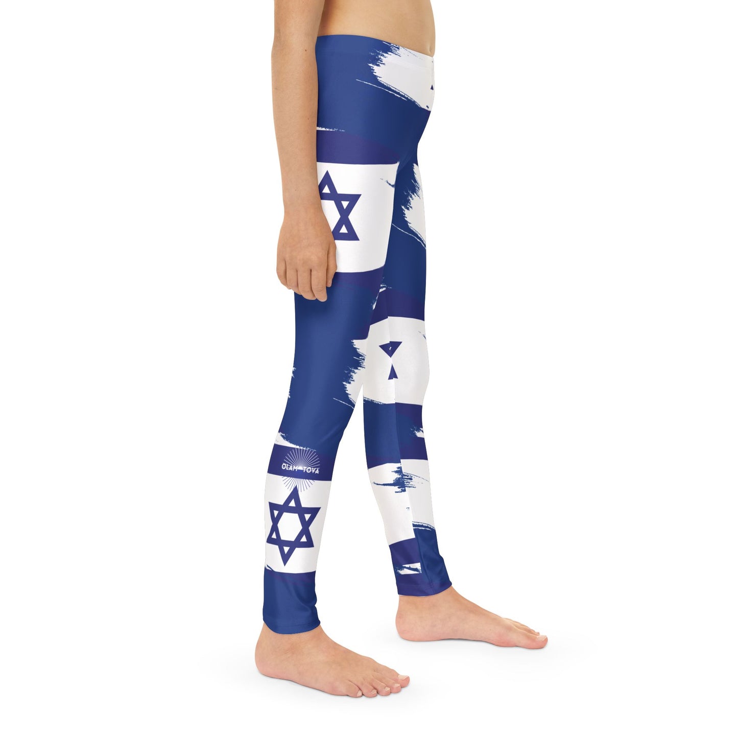 Ilay Larger Israel Flag Pattern on Blue Youth Full-Length Leggings