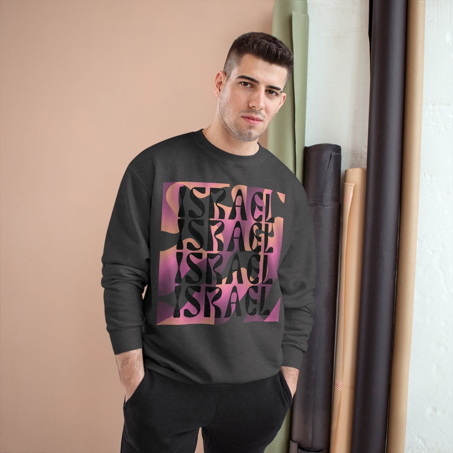 Flow & Squiggle Israel Pink & Coral Square Champion Sweatshirt