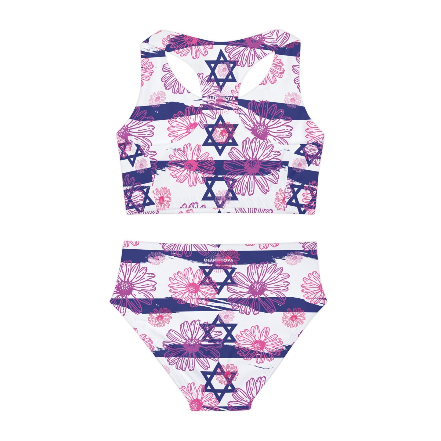 Israel Flower Summer Swim Girls Two Piece Swimsuit