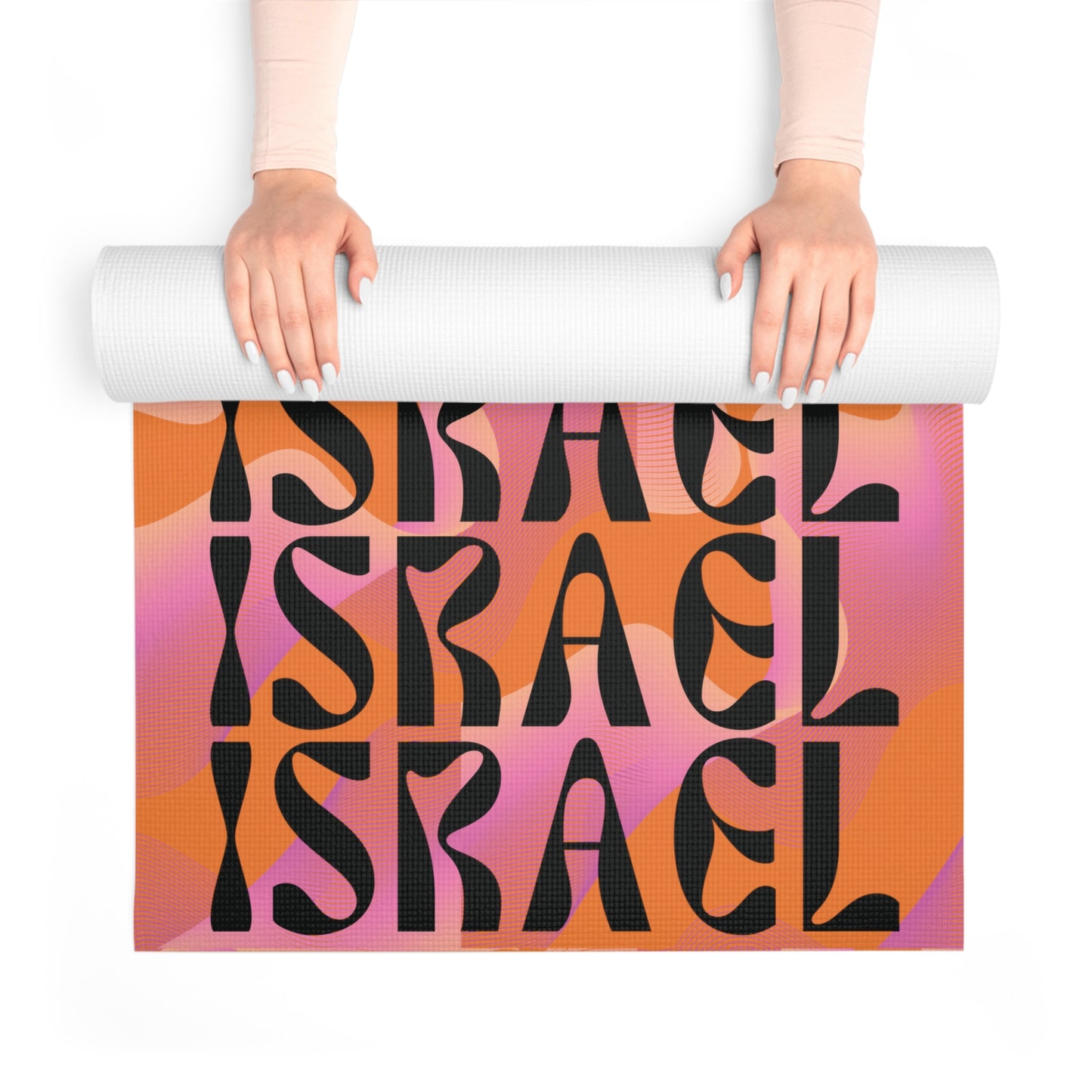 Flow & Squiggle Israel Pink & Coral on Orange Foam Yoga Mat