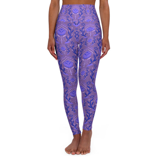 Jenna Purple Pattern on Purple High Waisted Yoga Leggings