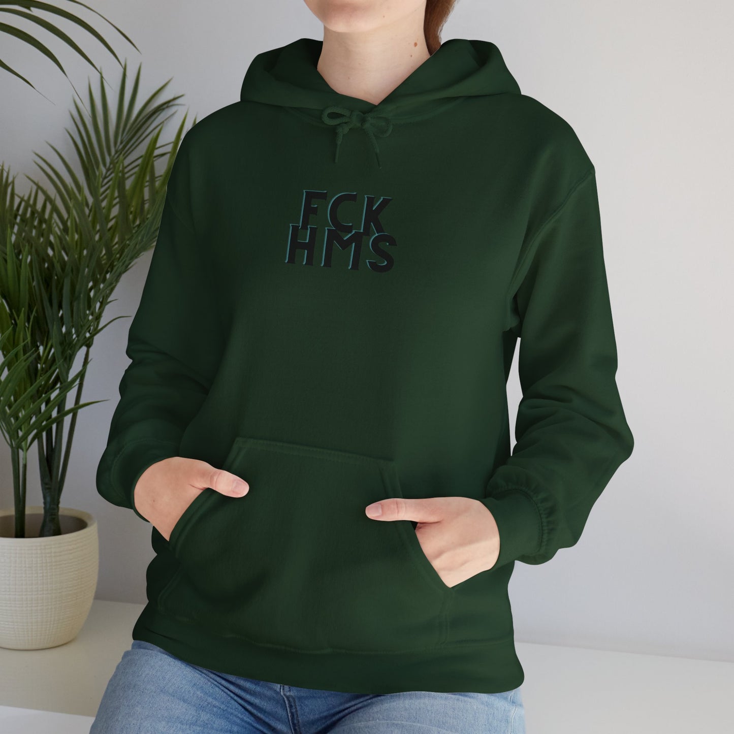 FCK HMS Black & Teal Unisex Heavy Blend™ Hooded Sweatshirt