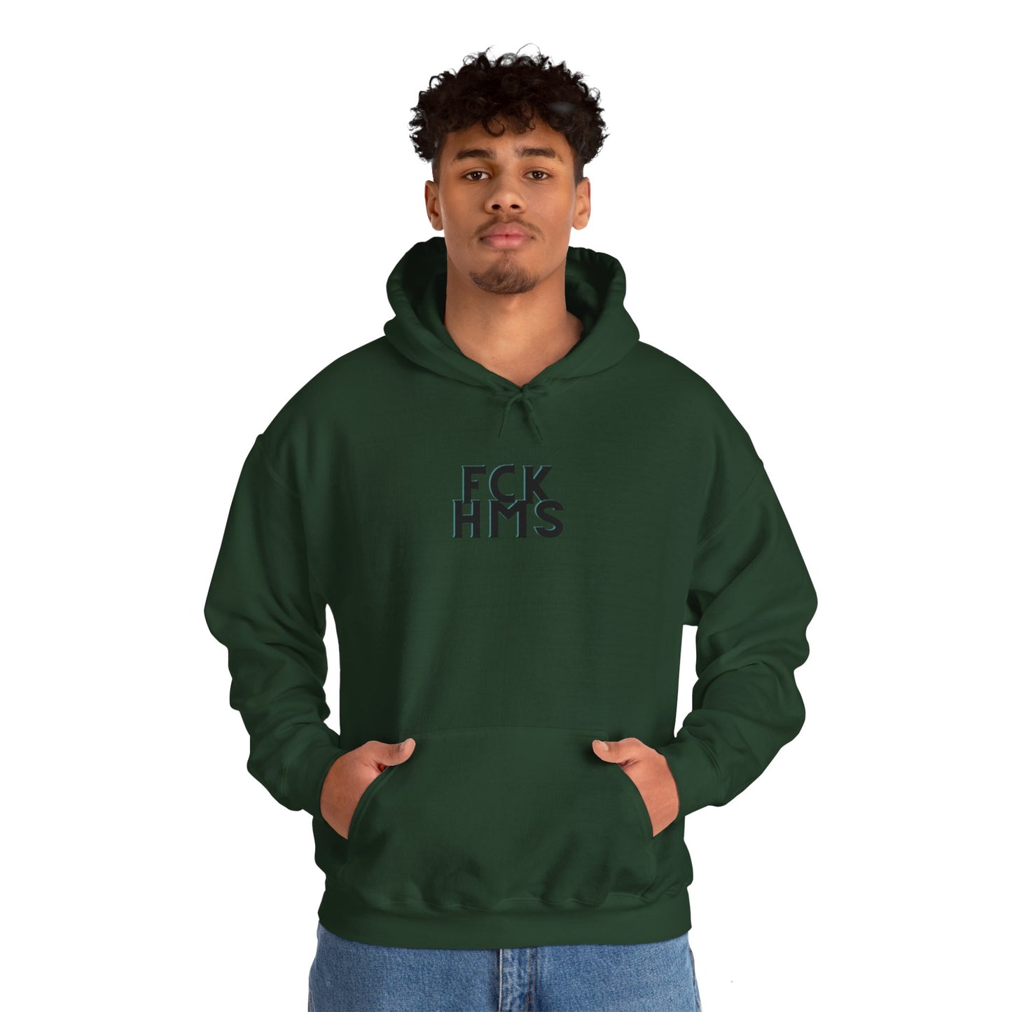 FCK HMS Black & Teal Unisex Heavy Blend™ Hooded Sweatshirt