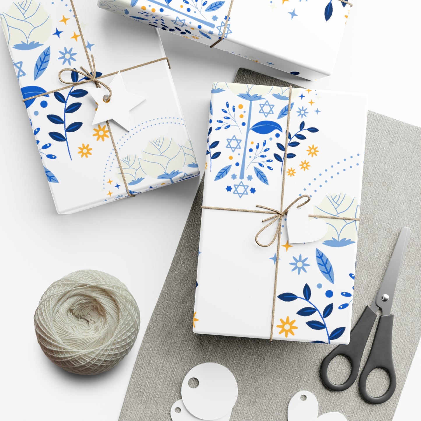 Blue & White Israel Pattern Gift Wrap Papers