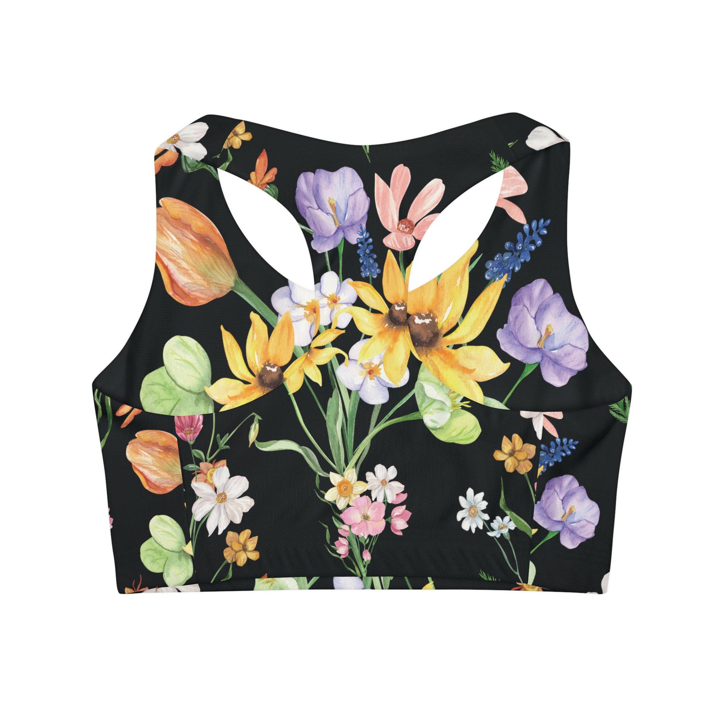 Yvonne Floral Pattern on Black Girls' Swimsuit Crop Top