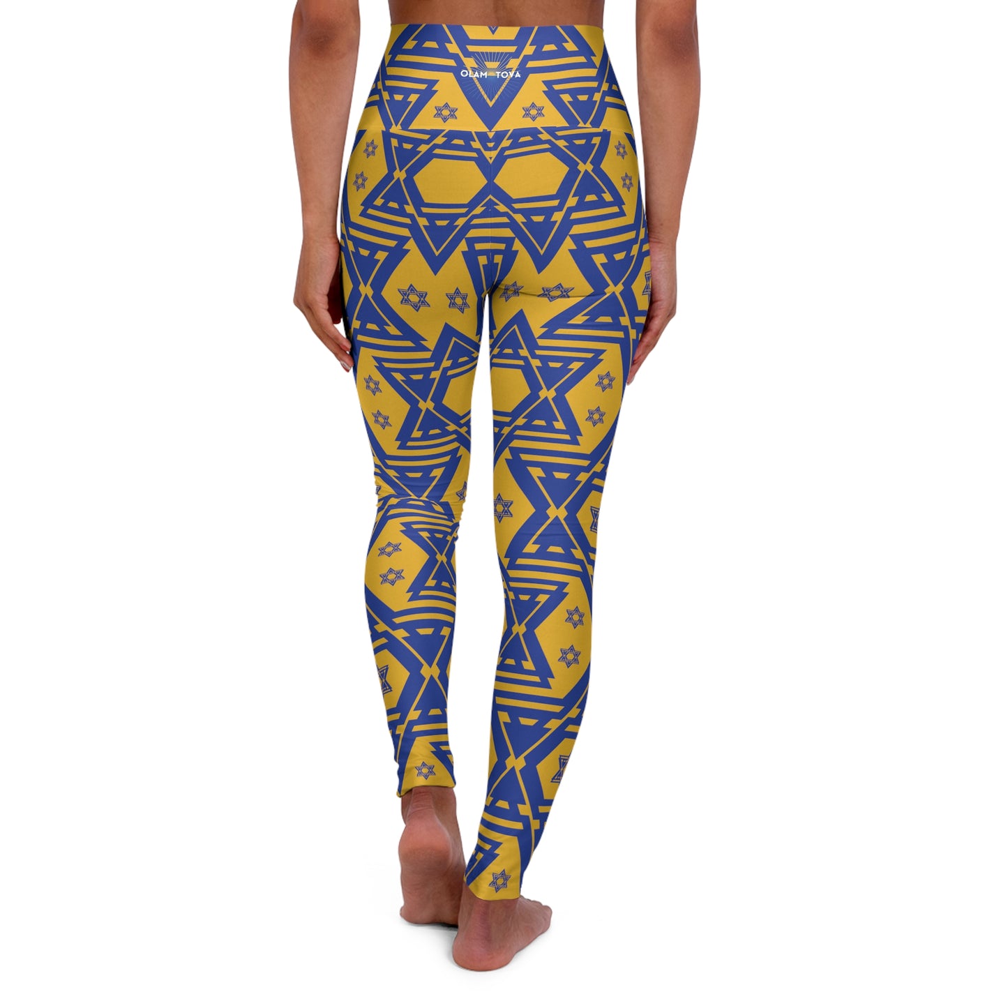 Maayan Blue & Yellow High Waisted Yoga Leggings