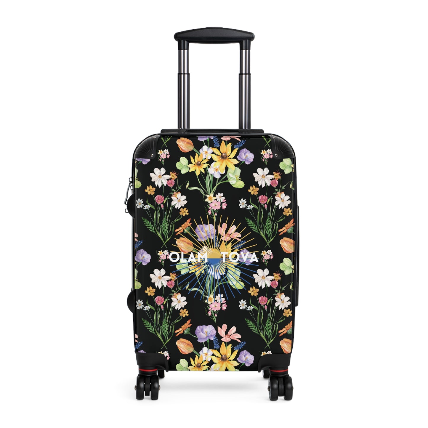 Yvonne Floral Pattern on Black Suitcase