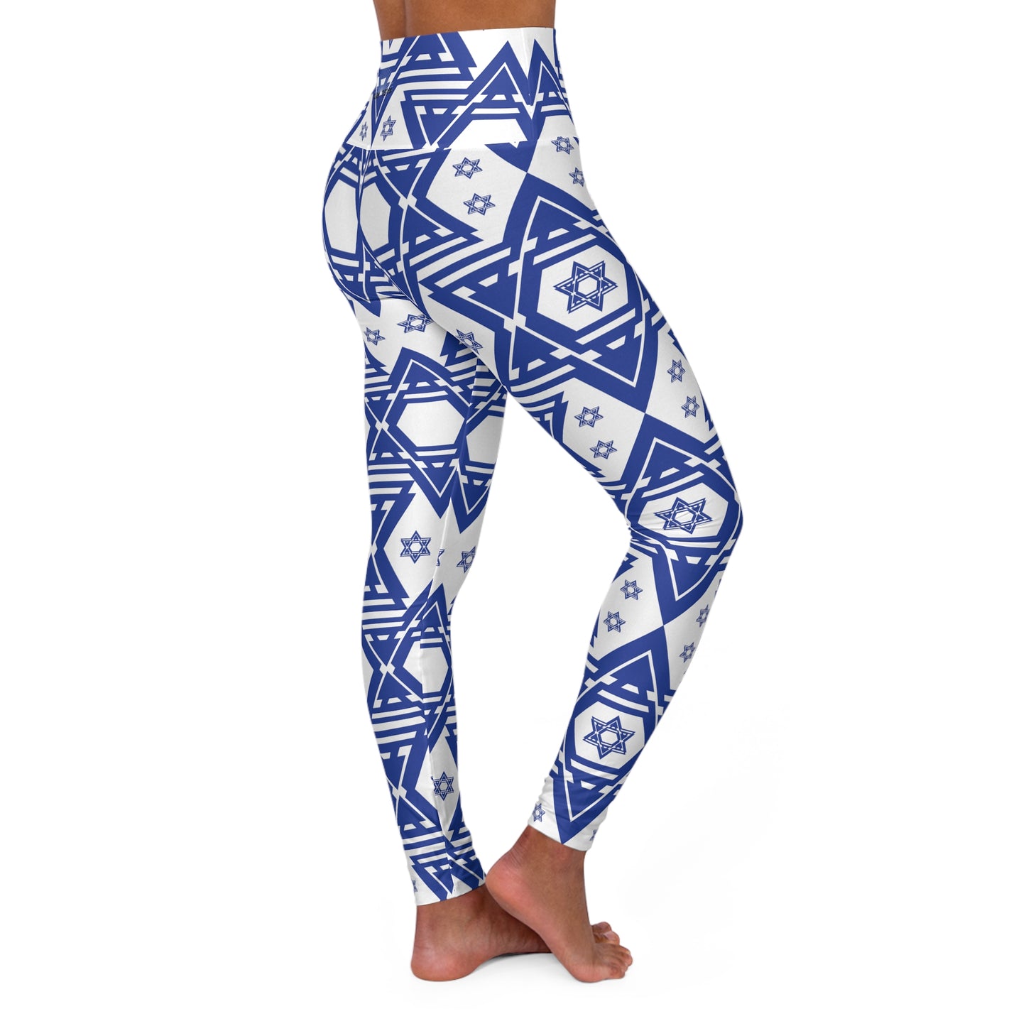 Maayan Blue & White High Waisted Yoga Leggings