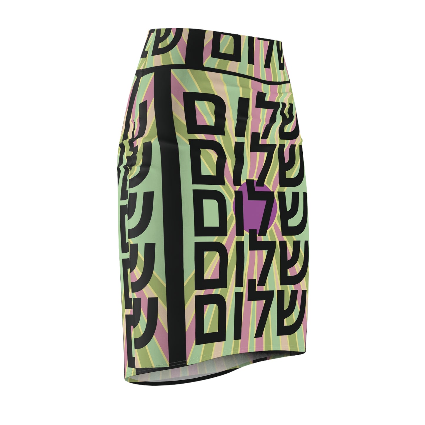 Shalom Mint & Purple Vertical Sun Women's Pencil Skirt