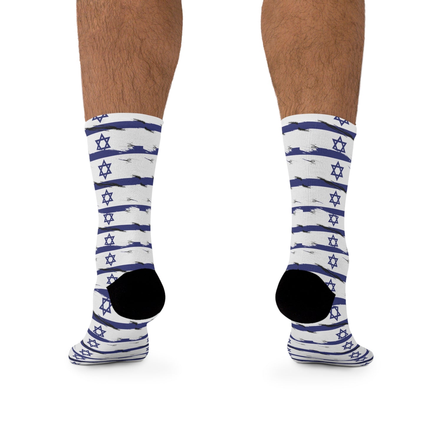 Israel Flag on Flag Lines Pattern Recycled Poly Socks