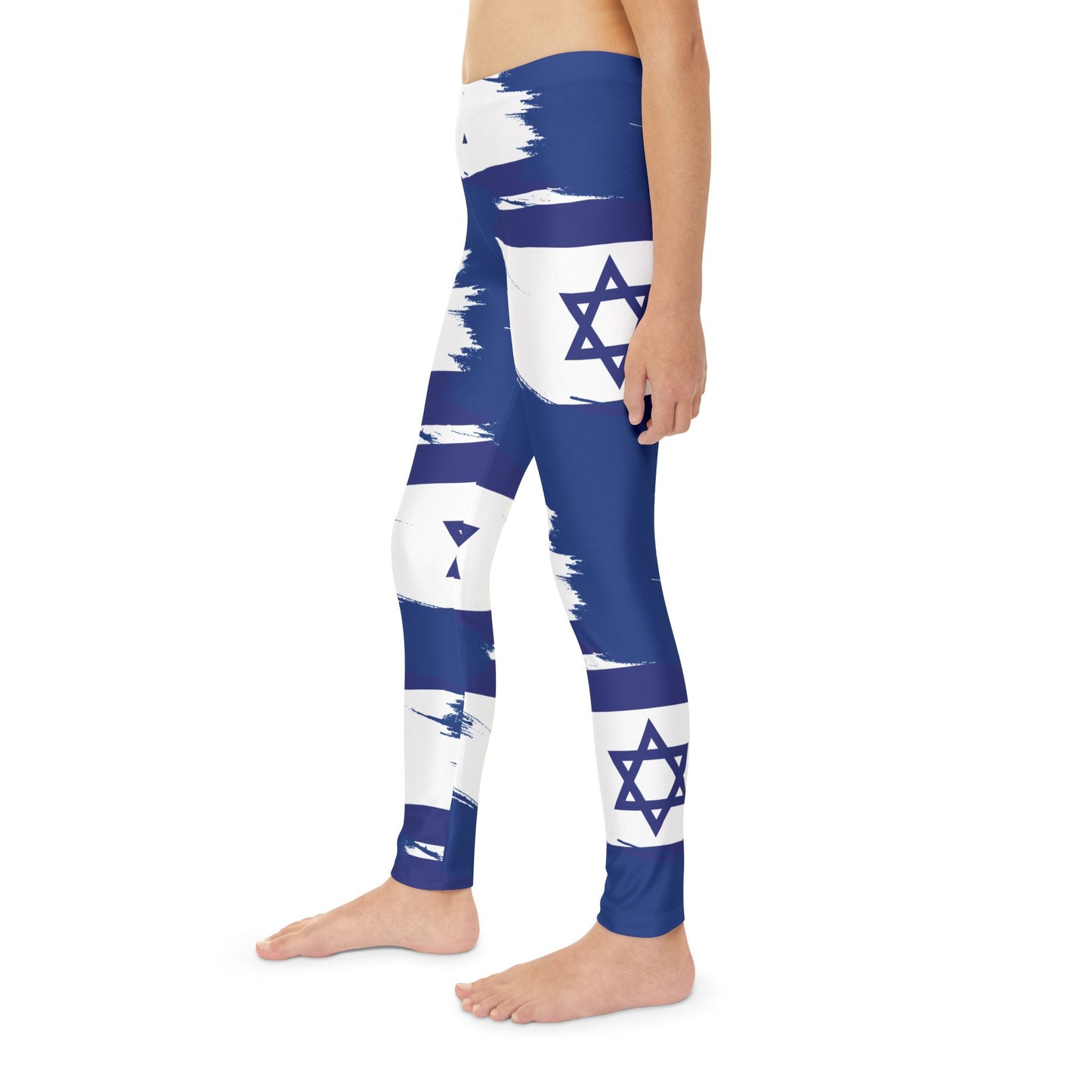 Ilay Larger Israel Flag Pattern on Blue Youth Full-Length Leggings