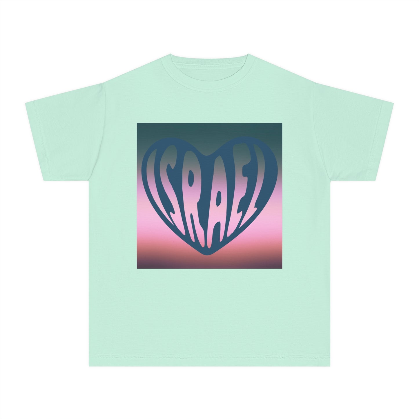 Joseph Israel Heart Forrest Green & Pale Pink Square Youth Midweight Tee