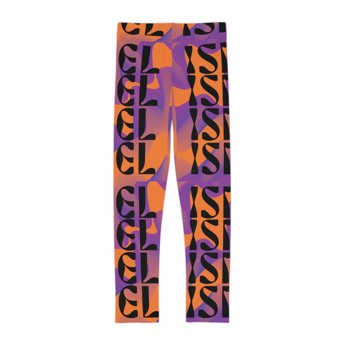 Flow & Squiggle Israel Purple on Orange Kids Leggings