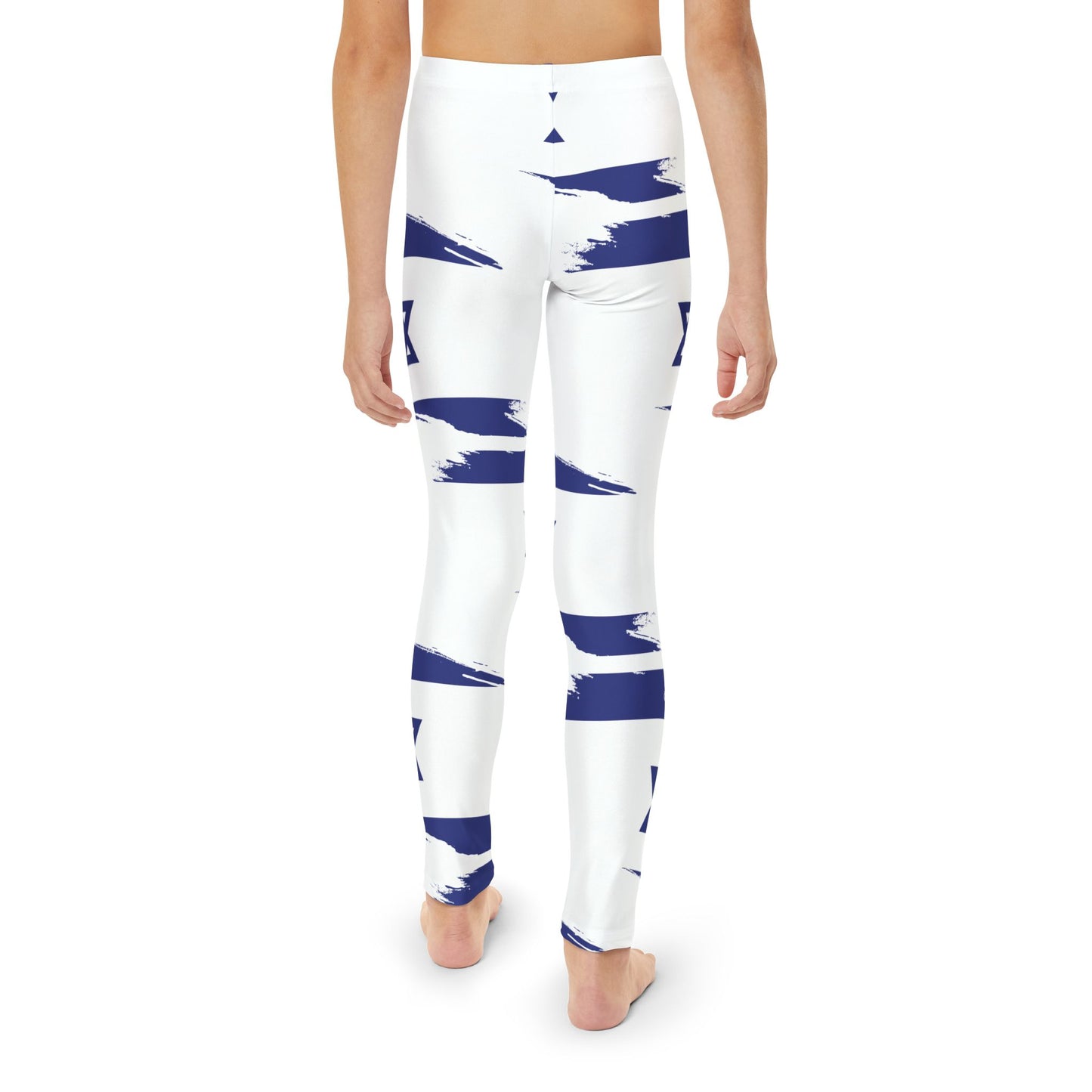 Ilay Larger Israel Flag Pattern on White Youth Full-Length Leggings