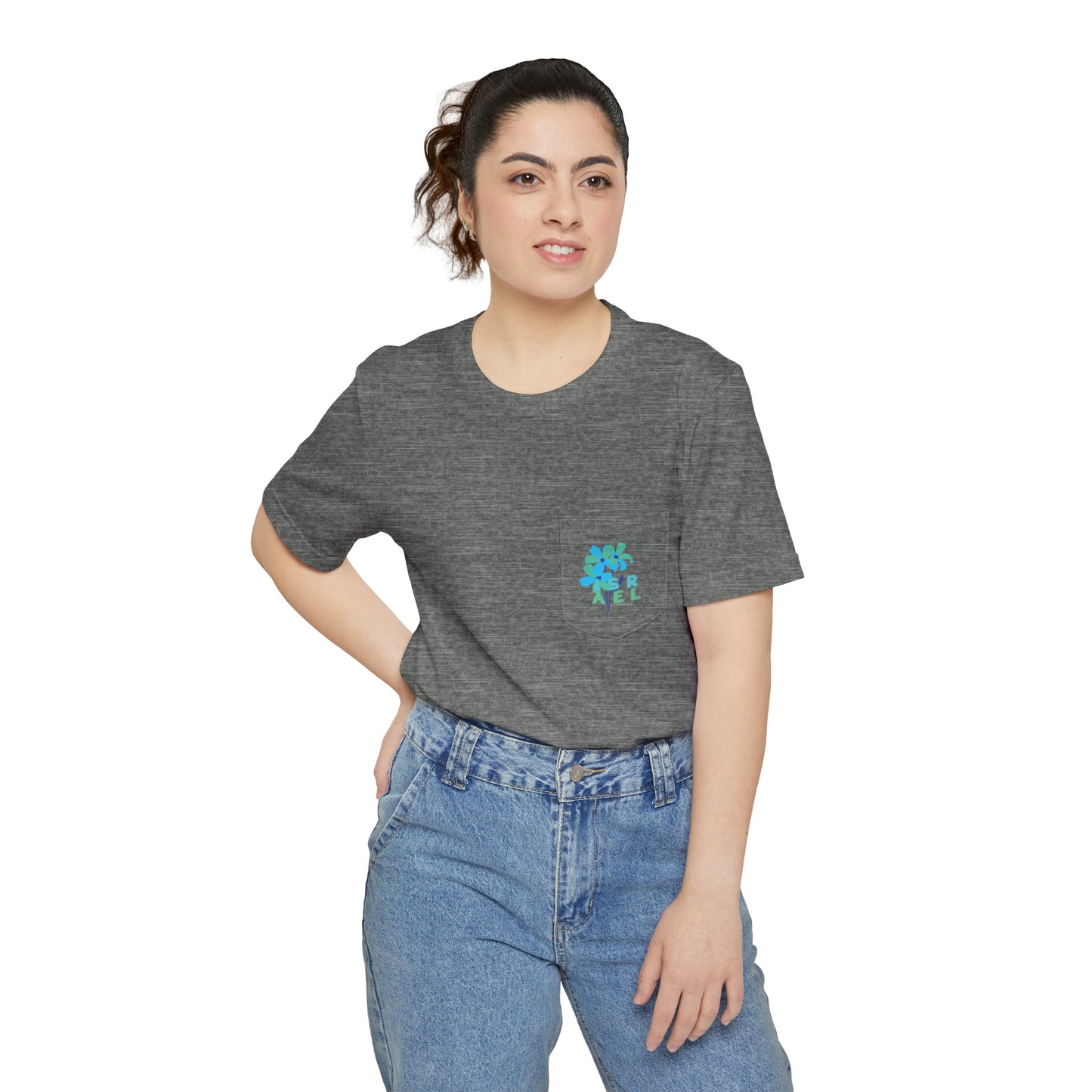 Blue Israel Flower Unisex Pocket T-shirt