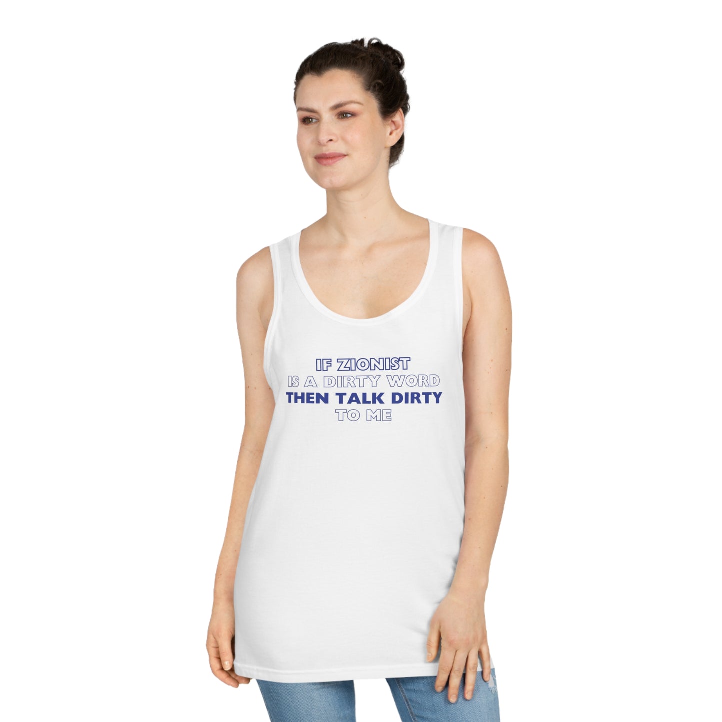 Talk Zionist To Me Navy Unisex Softstyle™ Tank Top