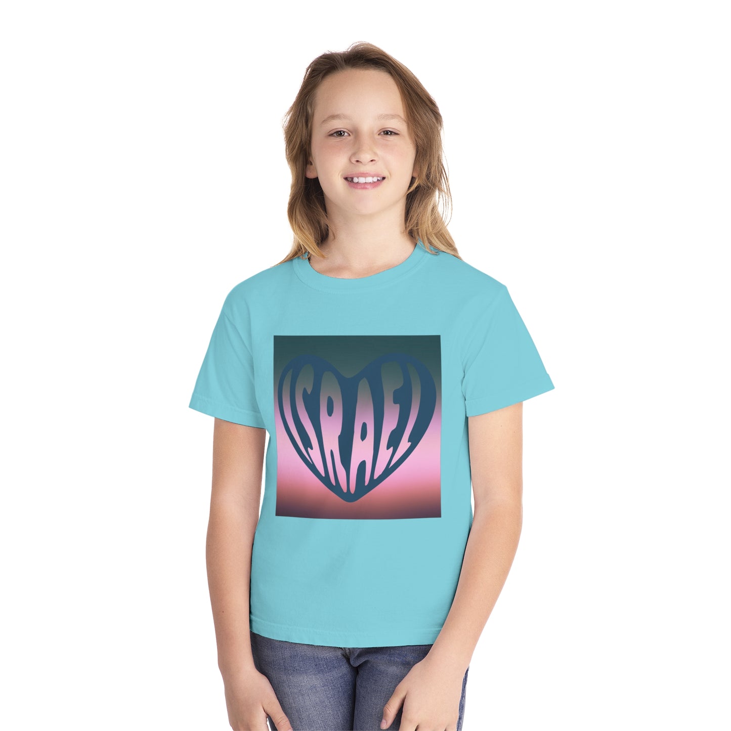 Joseph Israel Heart Forrest Green & Pale Pink Square Youth Midweight Tee