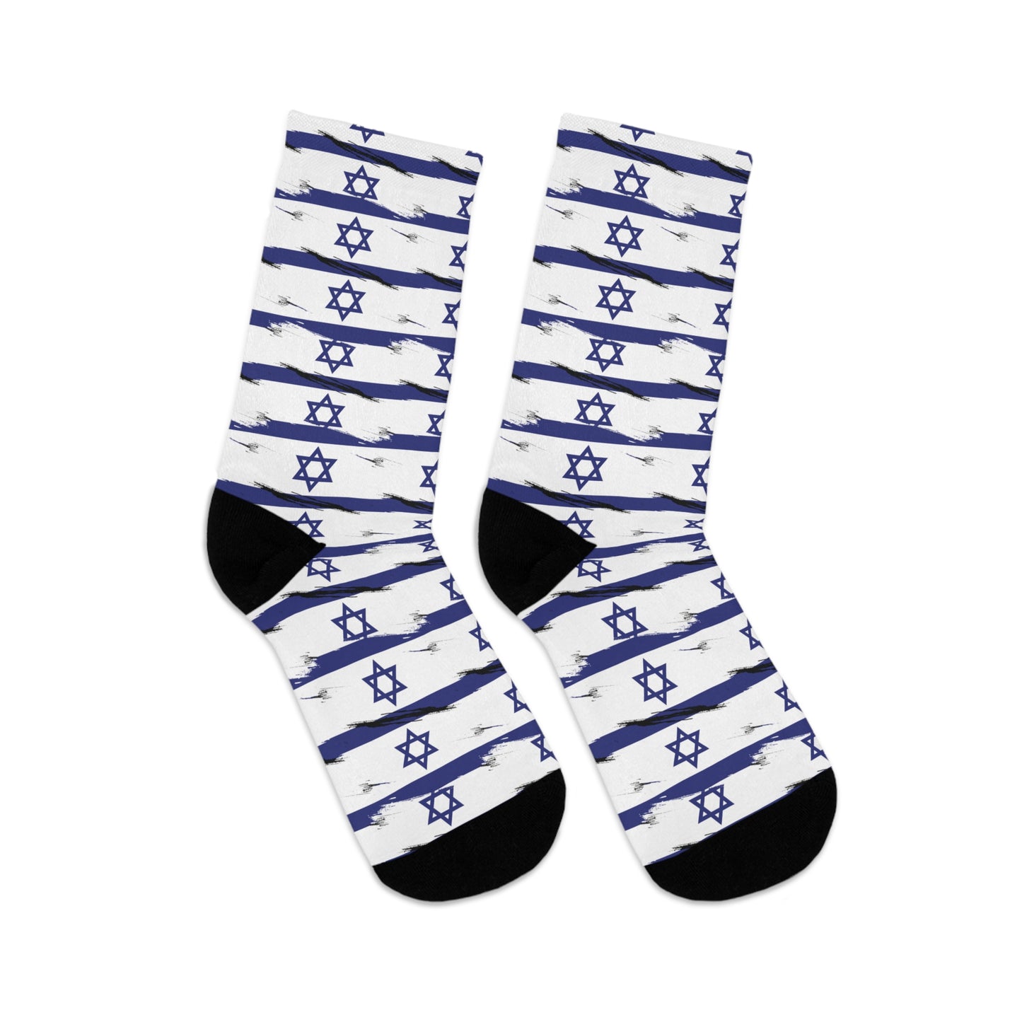 Israel Flag on Flag Lines Pattern Recycled Poly Socks