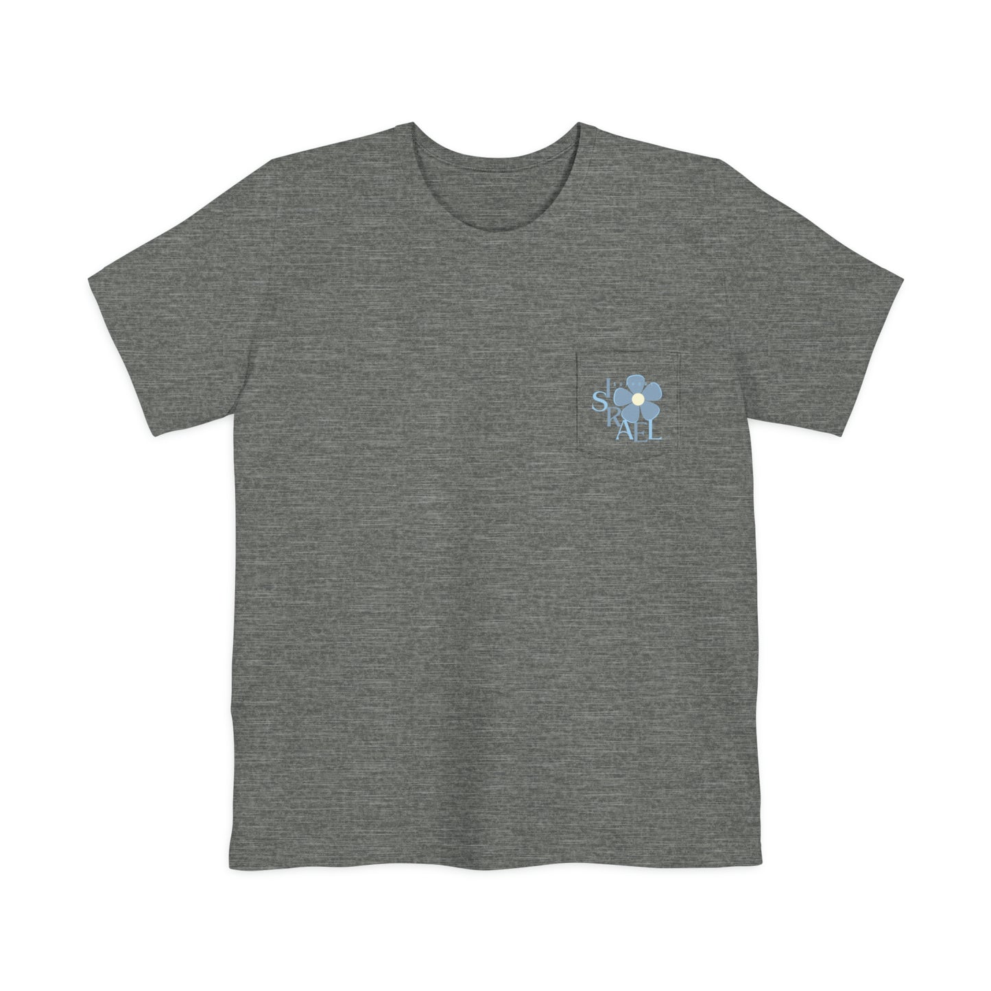 Isa Blue & Grey Support Israel Flower Unisex Pocket T-shirt