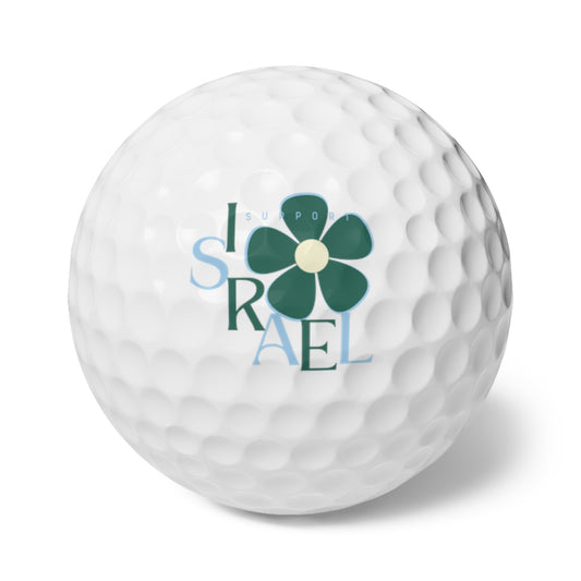 Isa Emerald & Blue Support Israel Flower Golf Balls, 6pcs