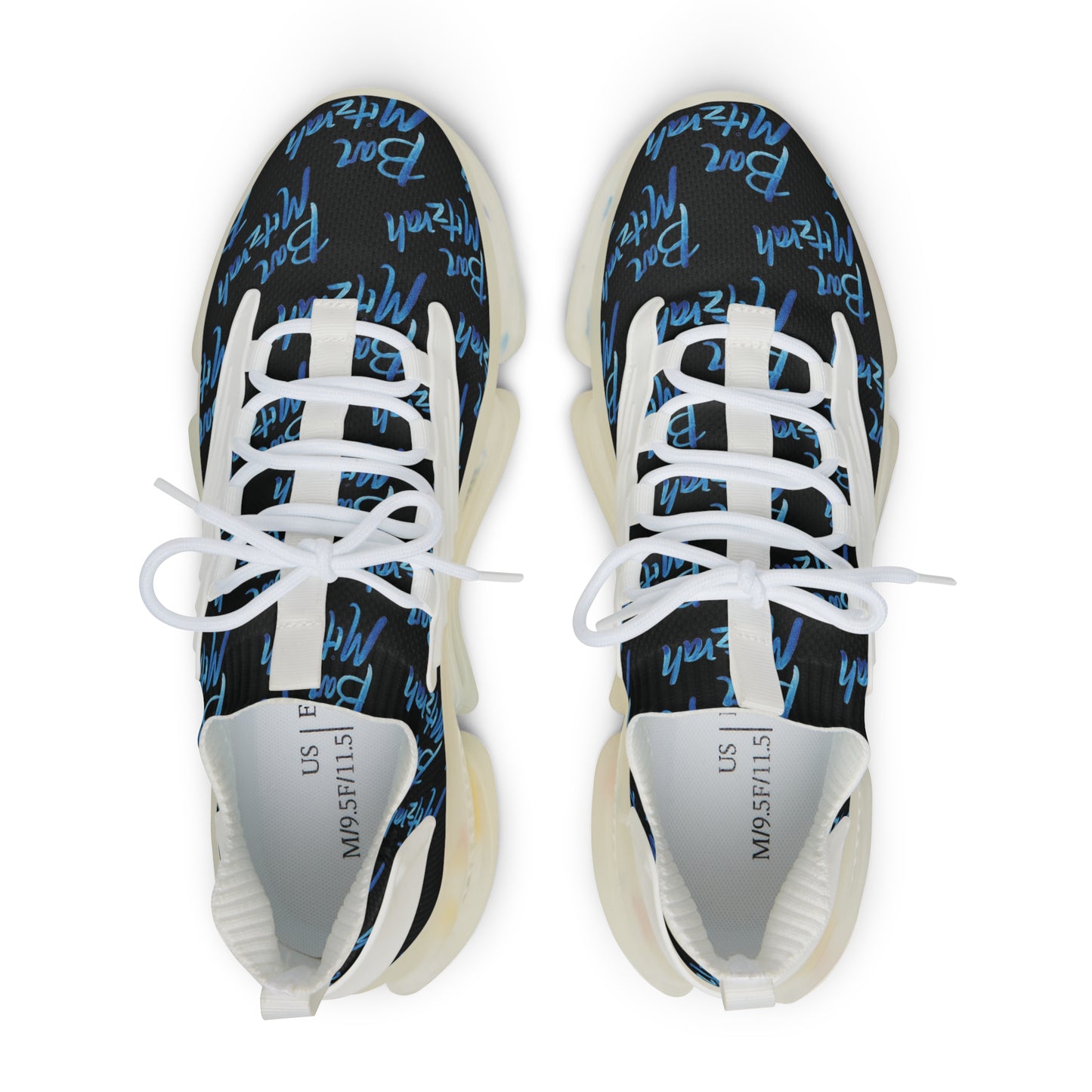 Ben Bright Blue Bar Mitzvah Pattern Men's Mesh Sneakers