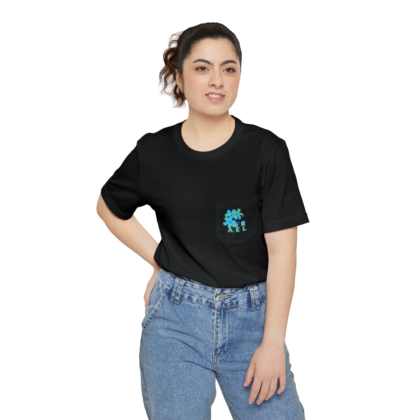 Blue Israel Flower Unisex Pocket T-shirt